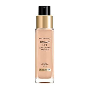 Max Factor Radiant Lift Foundation 077 Golden Tan 30 ml.t helps to illuminate the complexion, giving you a healthy and glowing look that lasts all day.